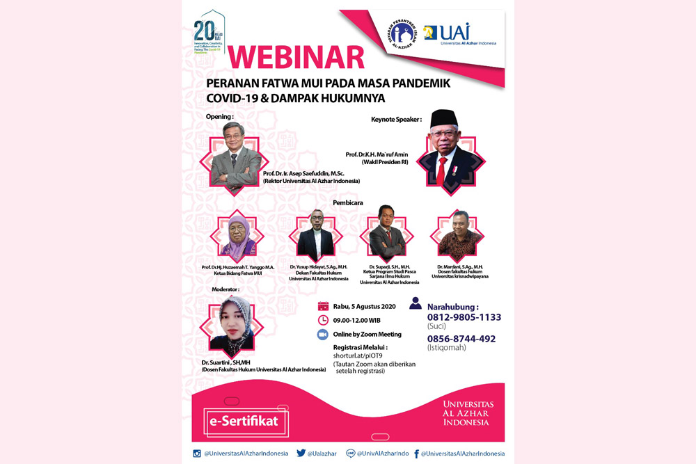 Webinar “Peranan Fatwa MUI pada masa pandemik COVID-19 dan Dampak Hukumnya